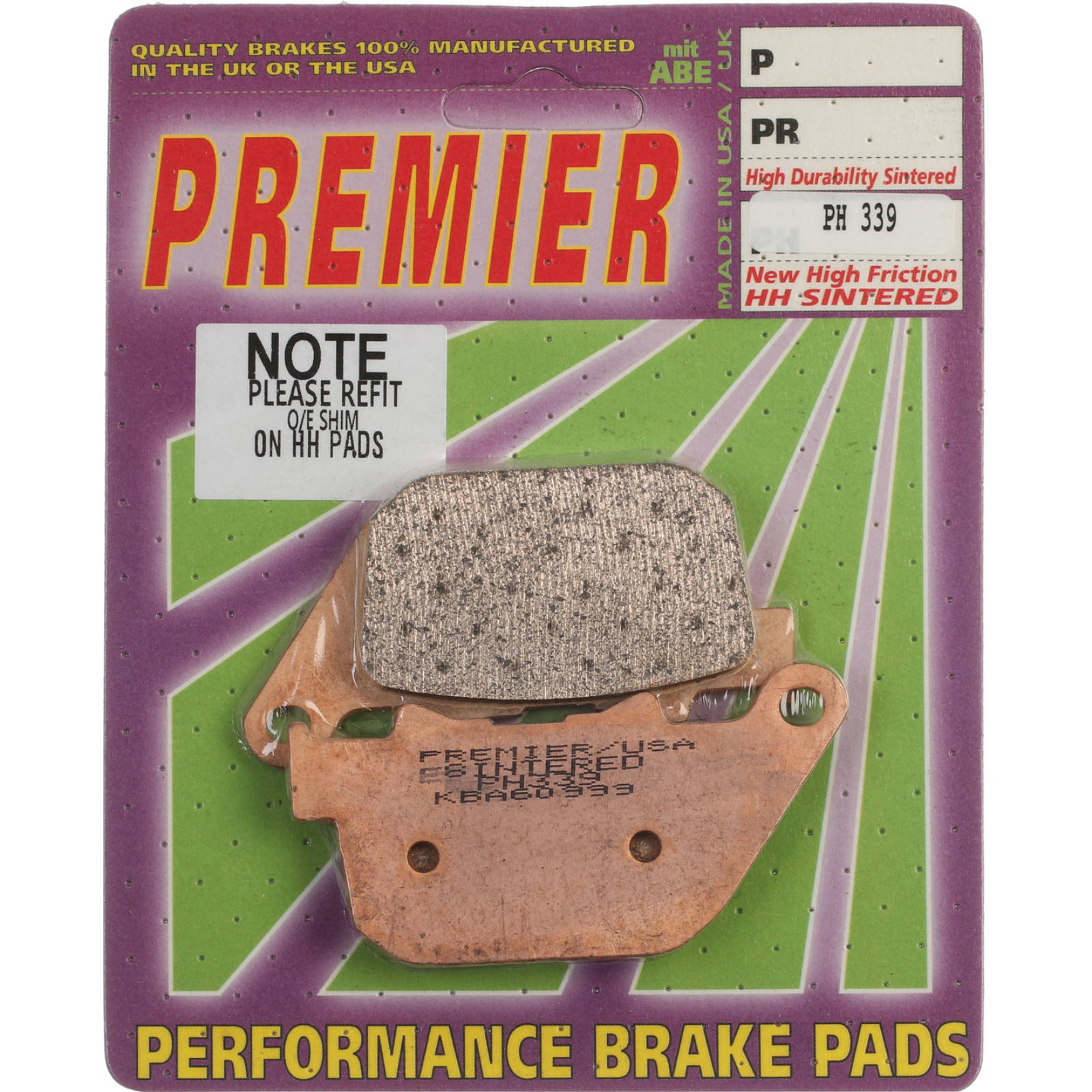 New PREMIER Brake Pad - PH Street Sintered (GF274S3) #PBPH339