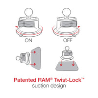 New RAM MOUNTS Twist-Lock Suction Cup Base With Ball #RAMB2241U