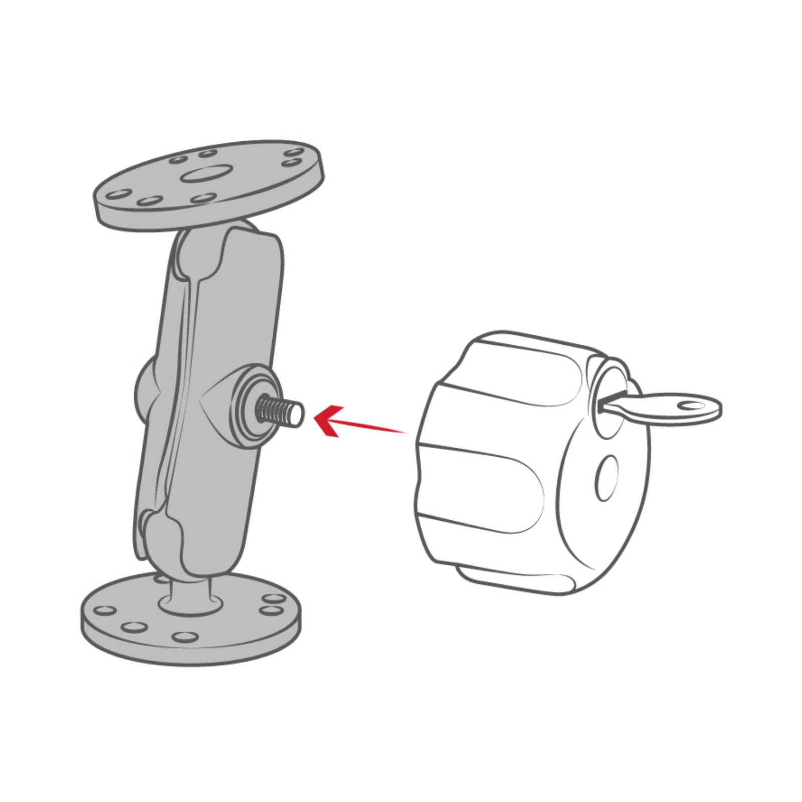 RAM MOUNTS Key Lock Knob With Brass Insert For B Size Socket ARMs #RAMKNOB3LU
