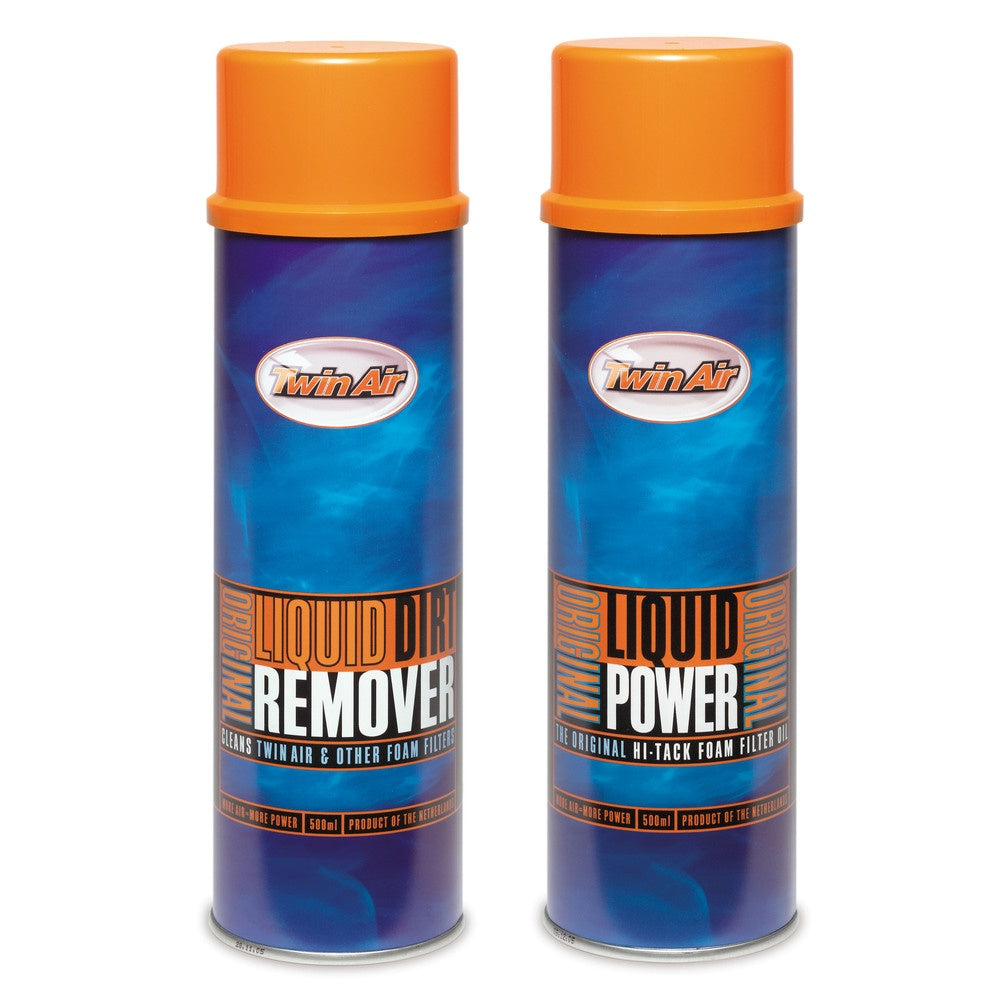 New TWIN AIR Liquid Power Spray + Liquid Dirt Remover Spray Pack 2x500ml TA159007 | Australian Moto Spares