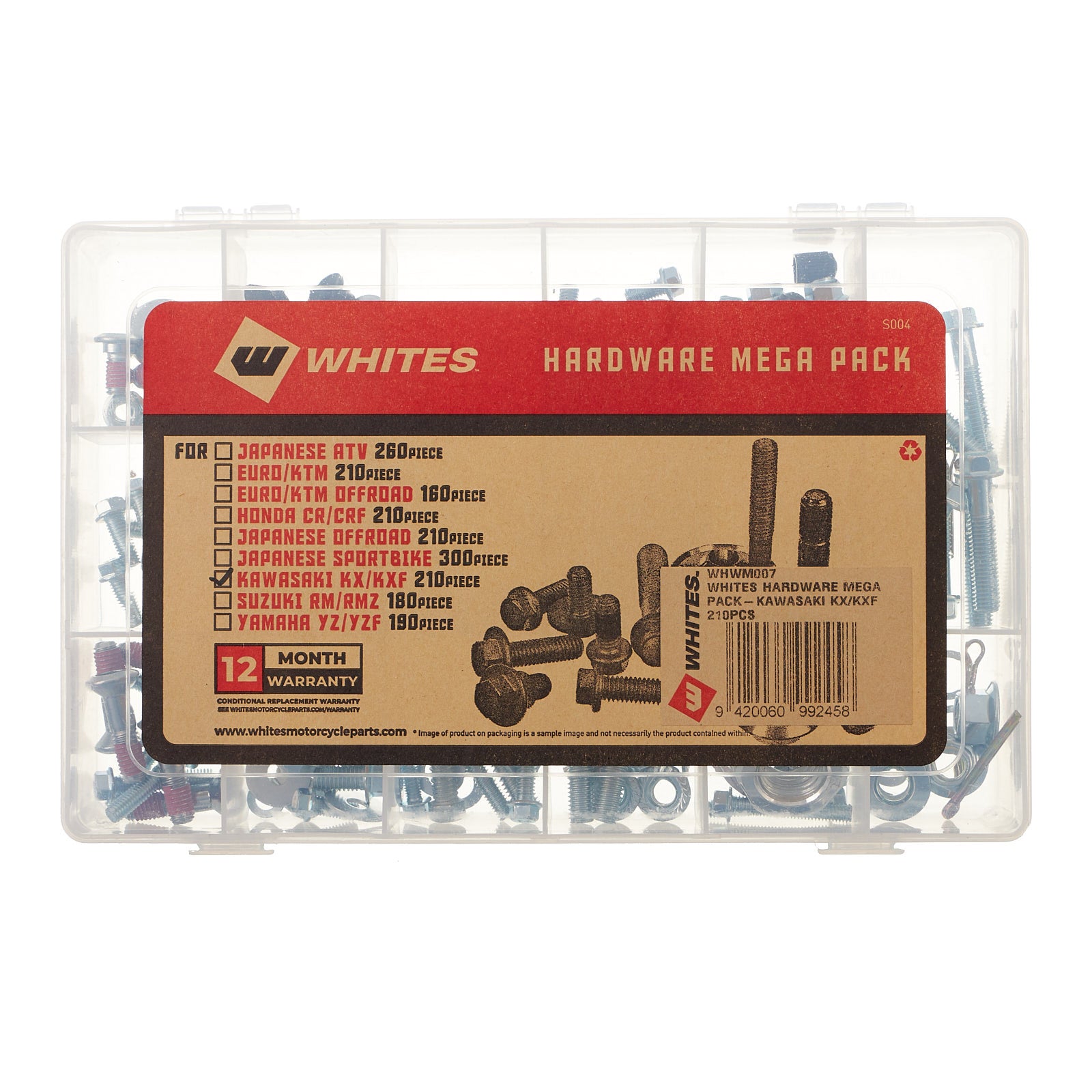 New WHITES Hardware Mega Pack For Kawasaki KX / KXF 210Pcs #WHWM007