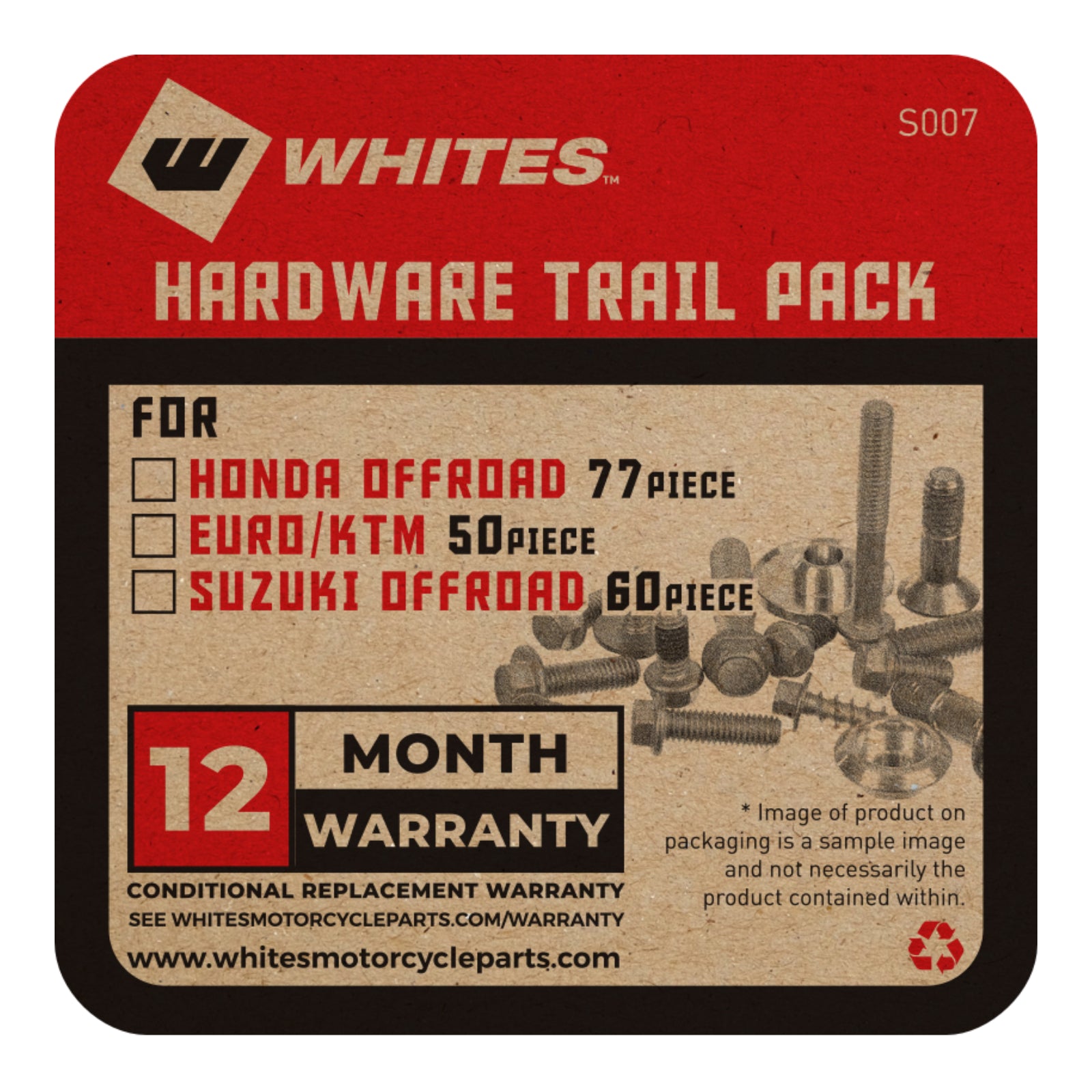 New WHITES Hardware Trail Pack For Honda Off-Road 77Pcs #WHWT001