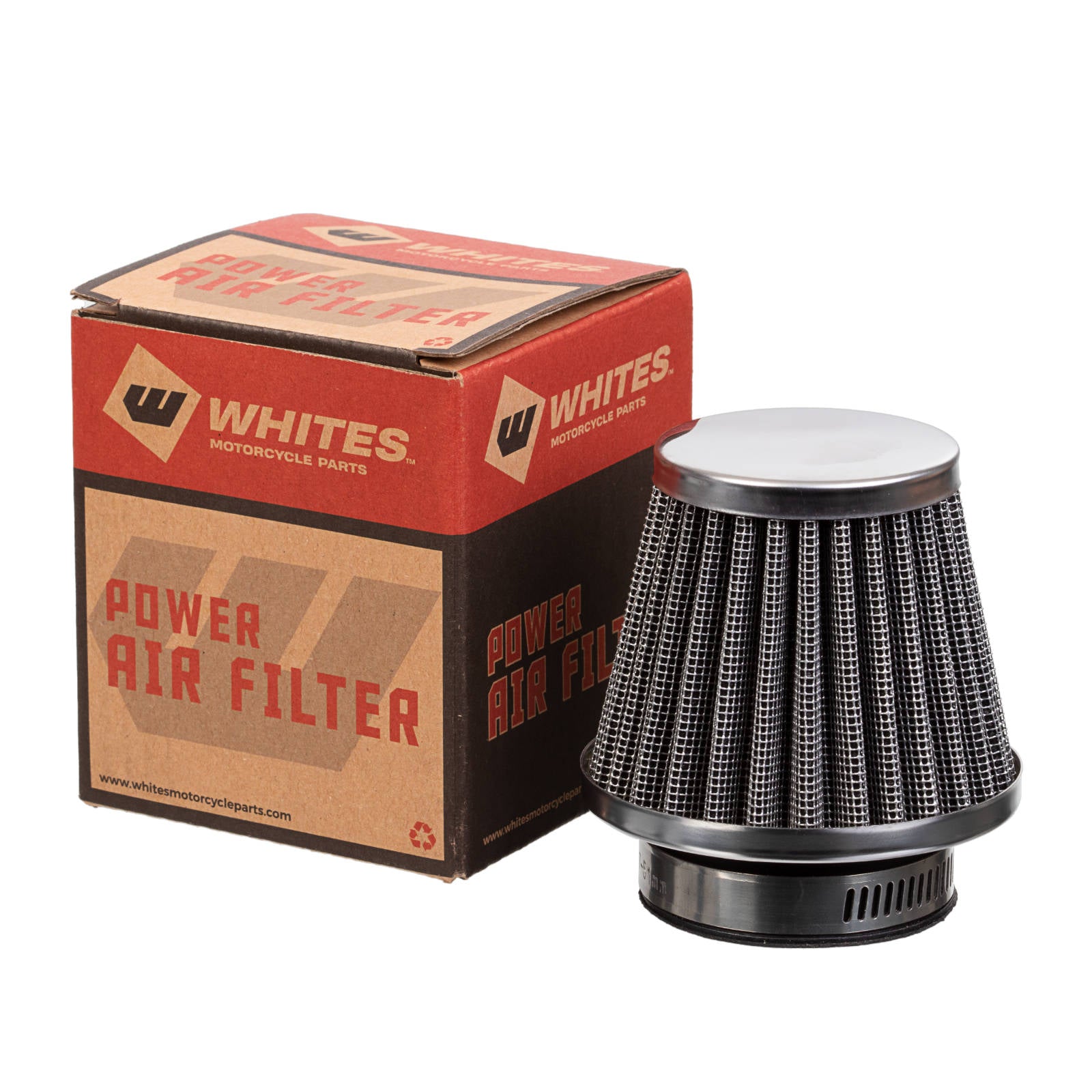 New WHITES Pod Air Filter Round - 42mm #WPPF42CHR